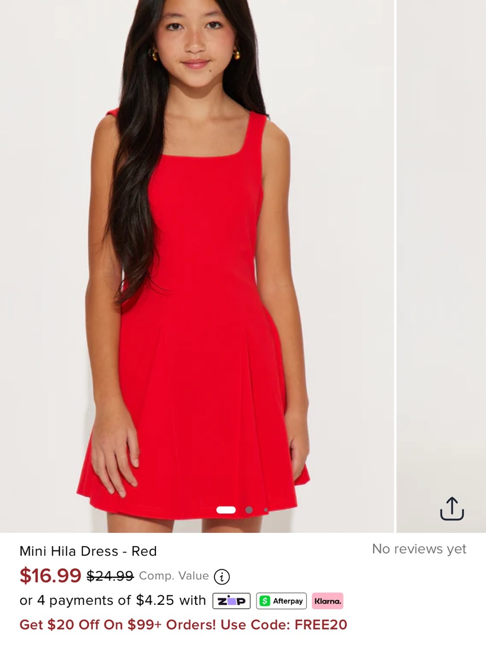 Fashion Nova Girls Red Square-Neck Sleeveless Dress